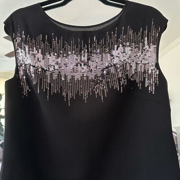 Halston Heritage Black Dress Sheer Sequin Bodice - Picture 3 of 7